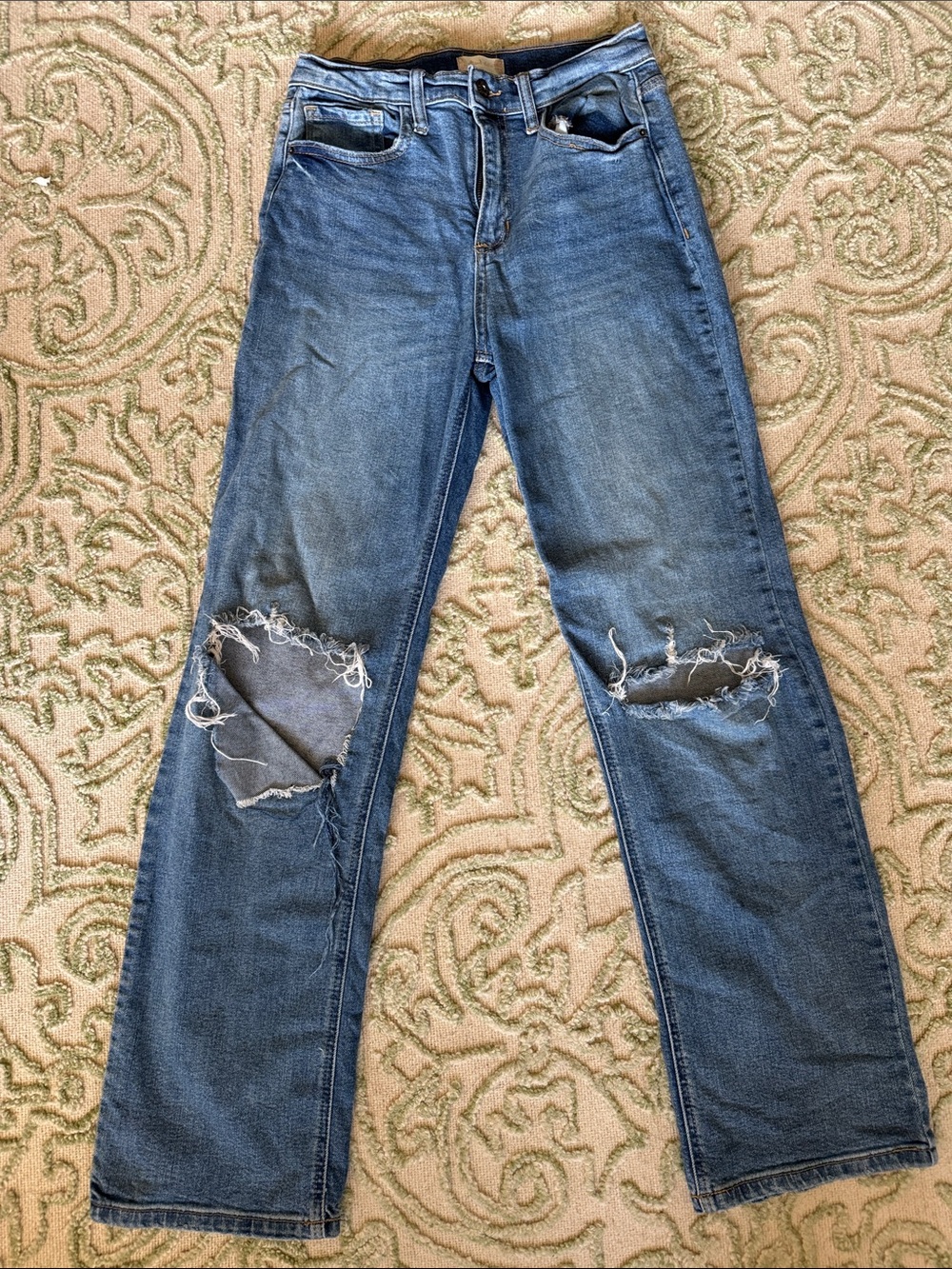 Altar'd State Medium Blue Distressed Straight-Leg Jeans